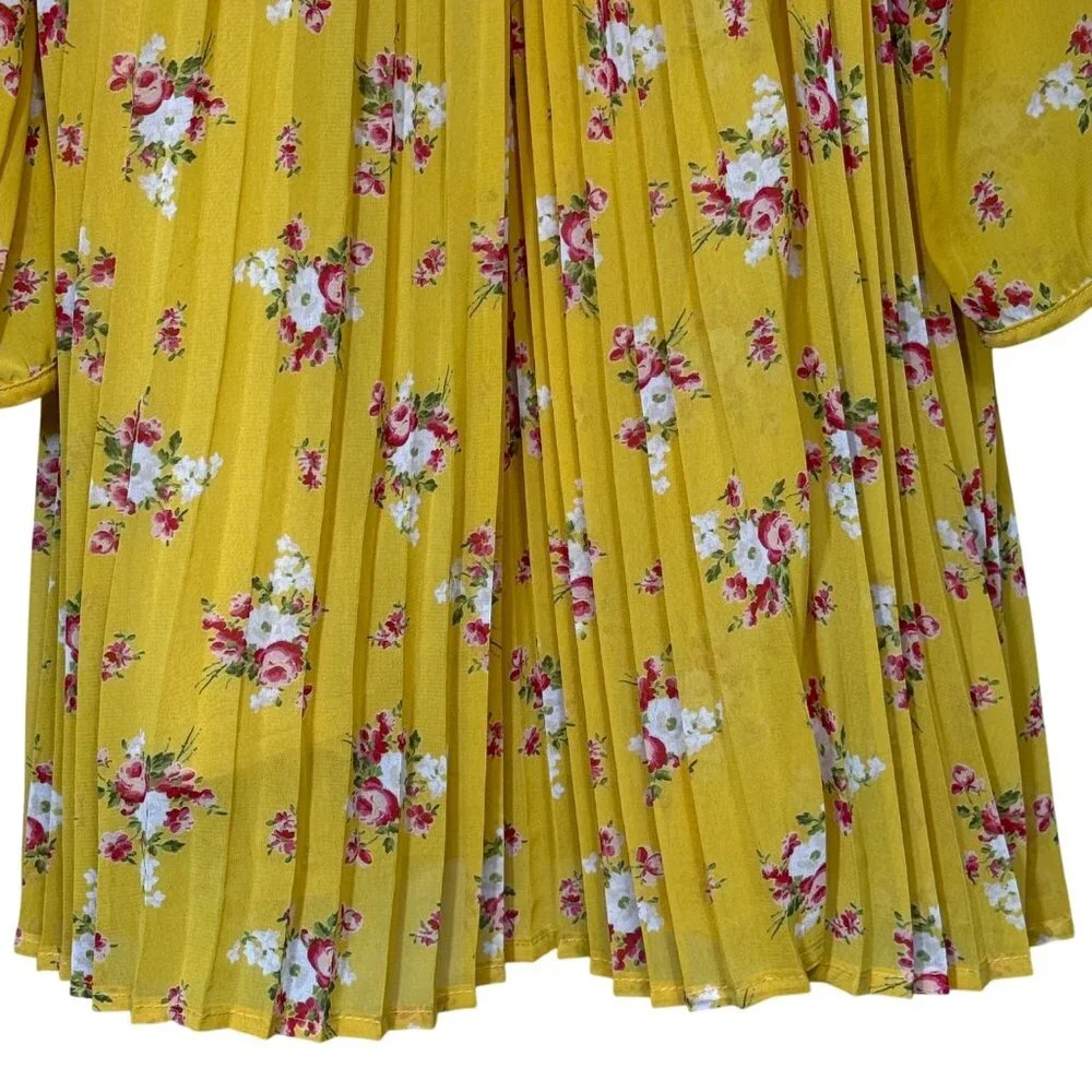 Baby Gap Chiffon Pleated Dress Yellow Floral Print Toddler Girls 5Y‎